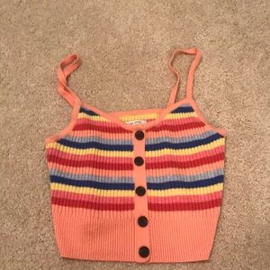Striped button colorful tank top